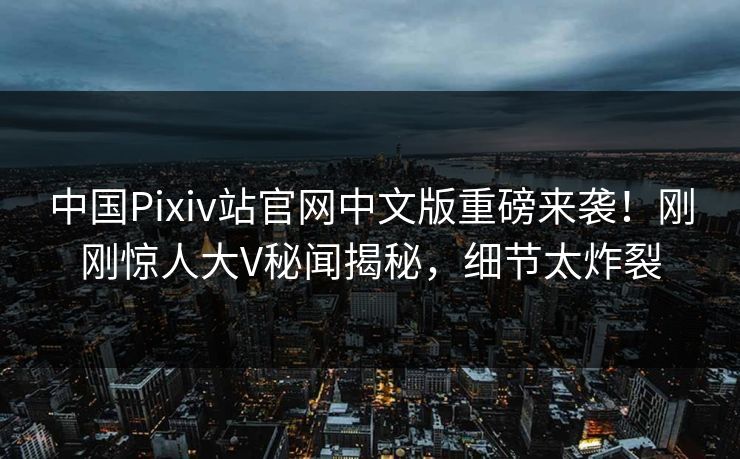 中国Pixiv站官网中文版重磅来袭！刚刚惊人大V秘闻揭秘，细节太炸裂