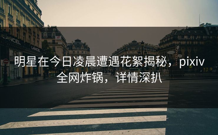 明星在今日凌晨遭遇花絮揭秘，pixiv全网炸锅，详情深扒