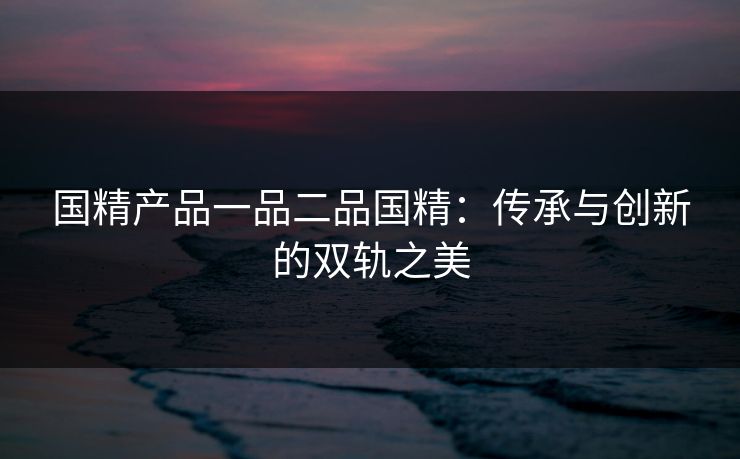 国精产品一品二品国精：传承与创新的双轨之美
