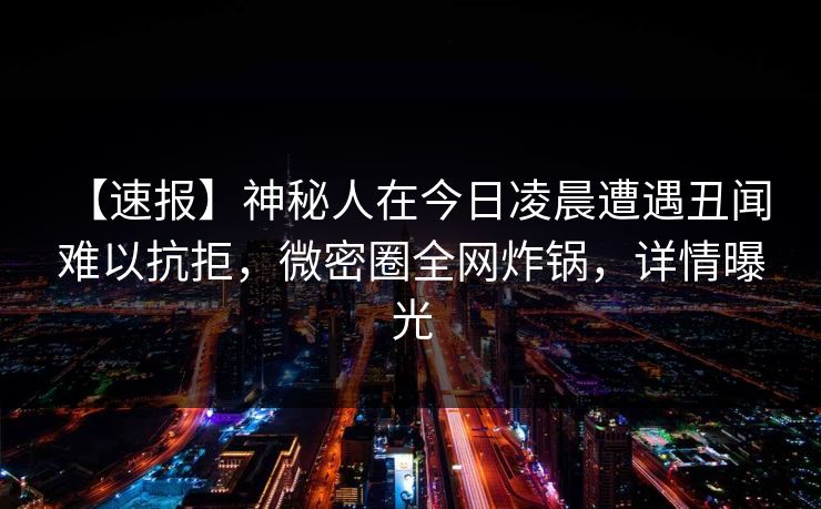 【速报】神秘人在今日凌晨遭遇丑闻 难以抗拒，微密圈全网炸锅，详情曝光